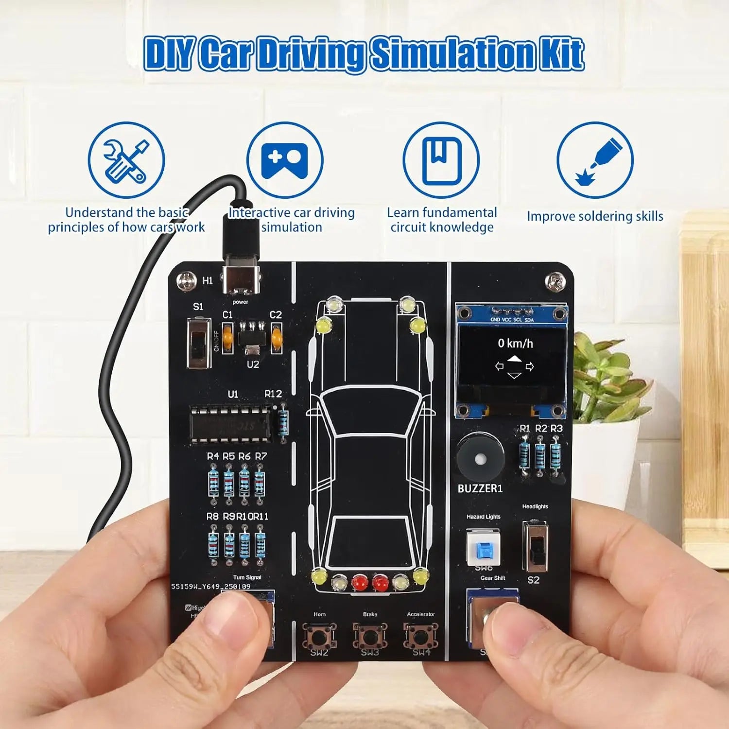 DIY Electronics Project Car Driver Simulator Kit STEM Soldering Practice Car Driving Simulation Solder Kit for School Learning