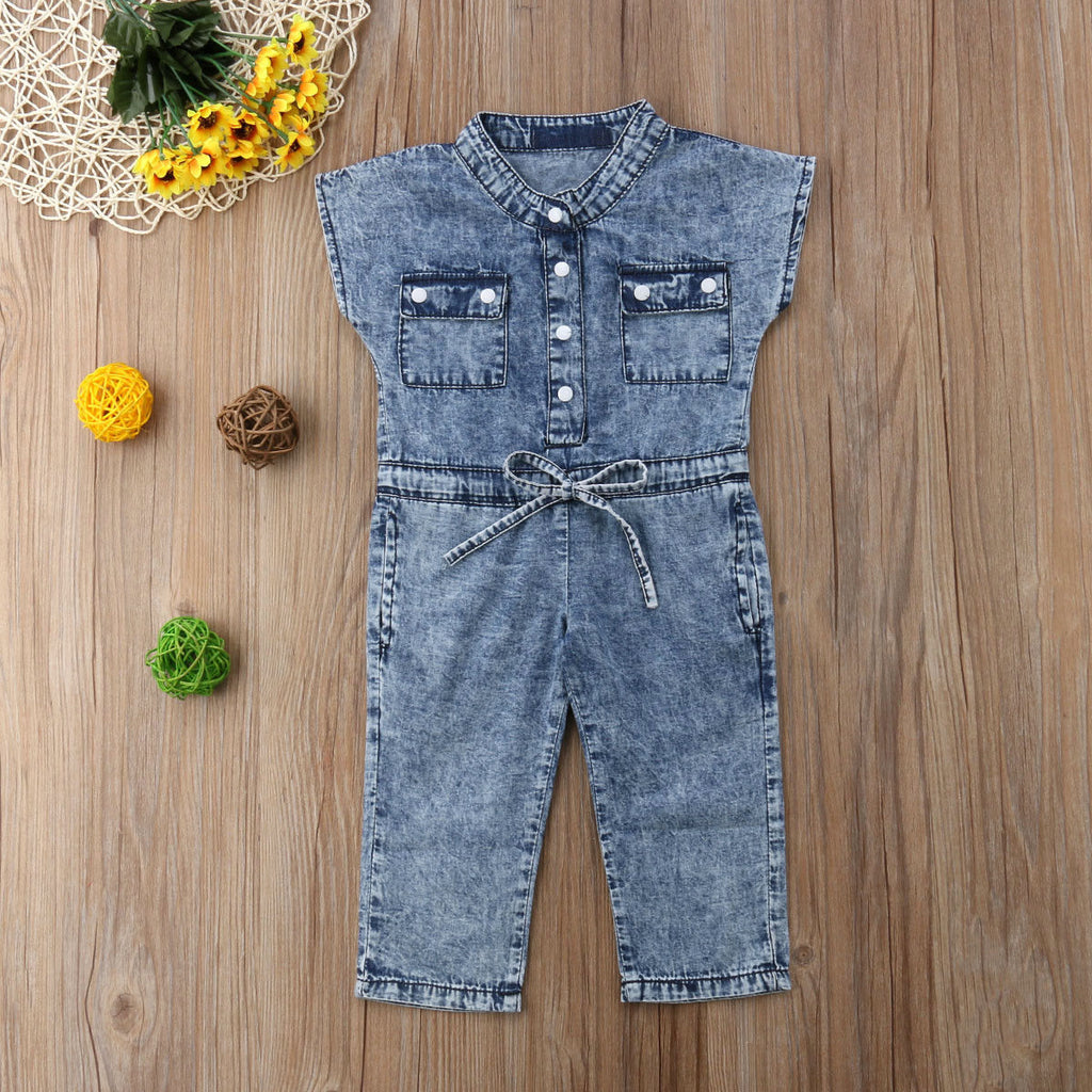 Combinaison Fille Denim Sans Manches
