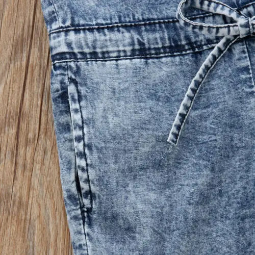 Combinaison Fille Denim Sans Manches