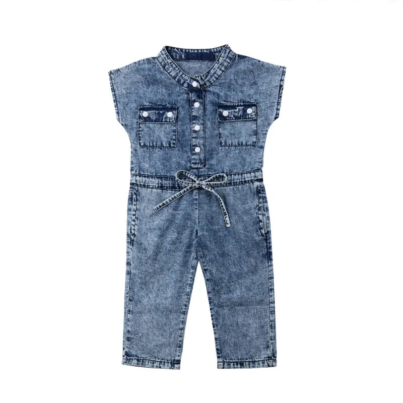 Combinaison Fille Denim Sans Manches
