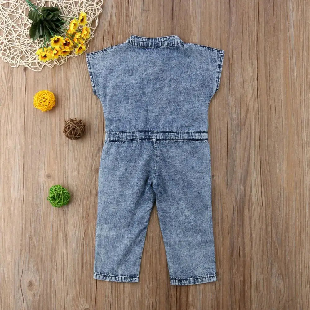 Combinaison Fille Denim Sans Manches