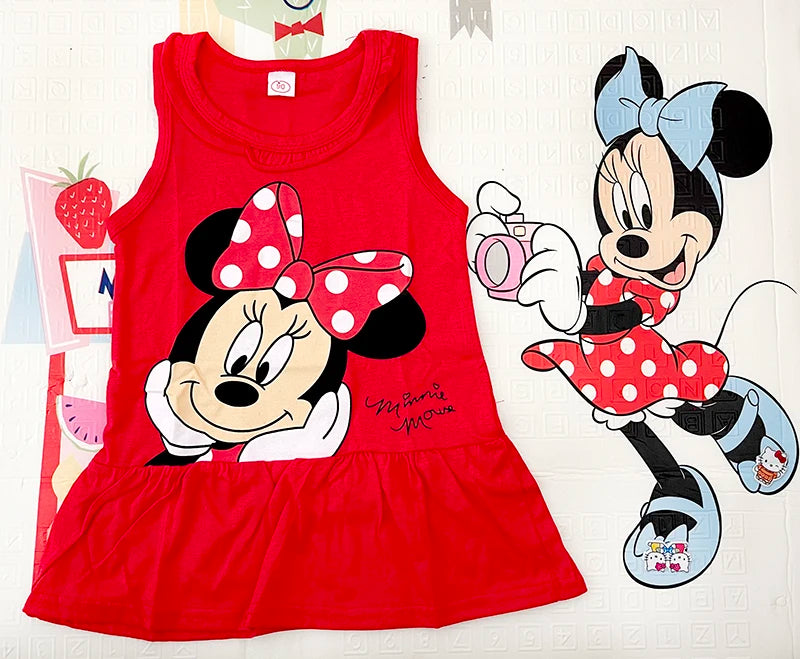 Robe Fille Minnie Rouge Coton Été