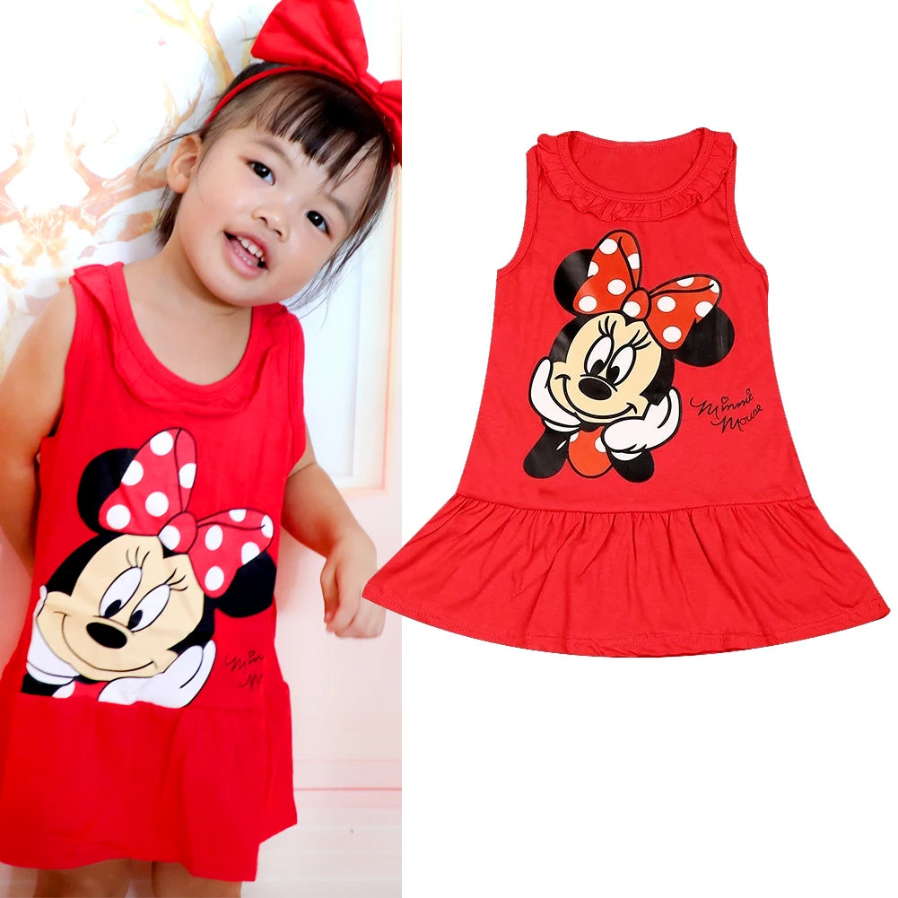 Robe Fille Minnie Rouge Coton Été