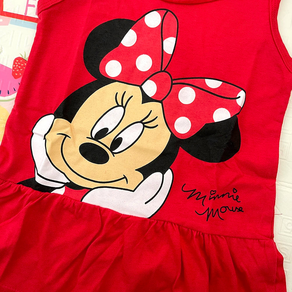 Robe Fille Minnie Rouge Coton Été