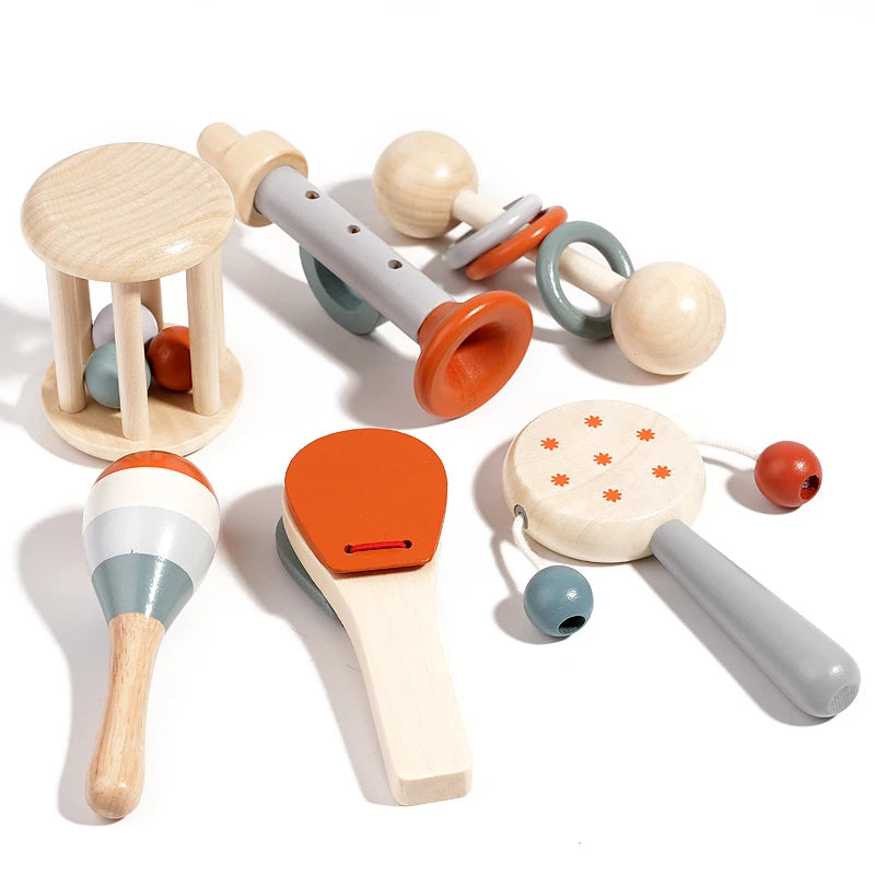 Baby Musical Instruments Wooden Toys Montessori Percussion Instruments Drut Set with Xylophone Preschool Educational Kids Gifts