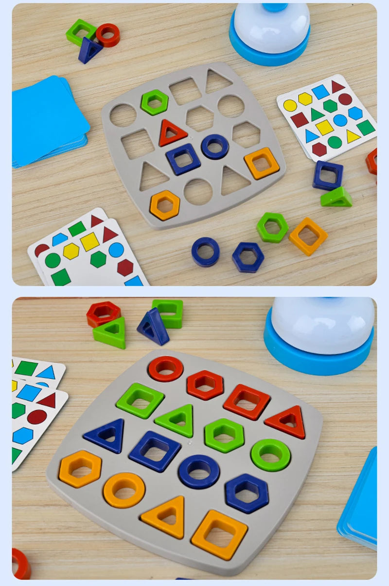 Geometric Puzzles Shape Color Matching Board Preschool Educational Toys Kids Brain Teaser Puzzle Logic Game with Card