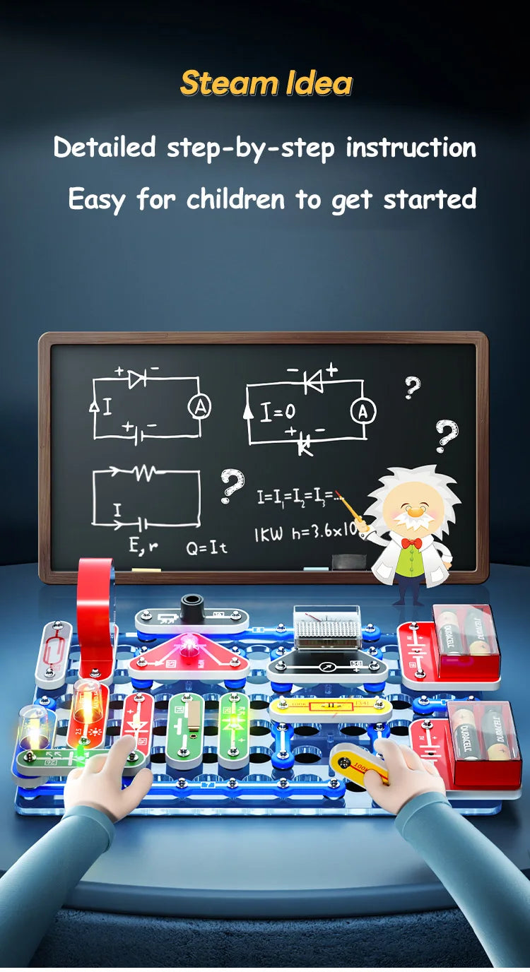 Children STEM Science Experiment Kit Circuit Blocks Physics  Electronic Toys For Primary School Students DIY STEM Kits For Kids
