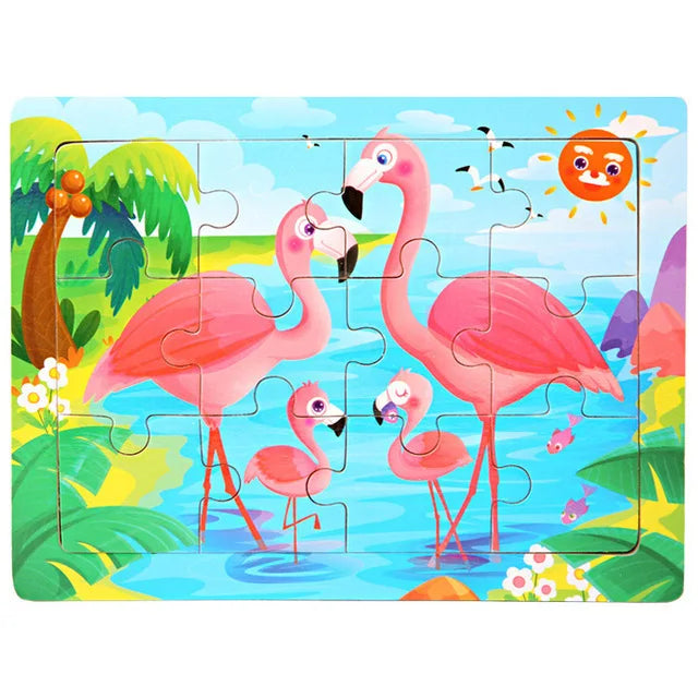 Puzzle 3D Montessori Animaux en Bois - 30 Pièces