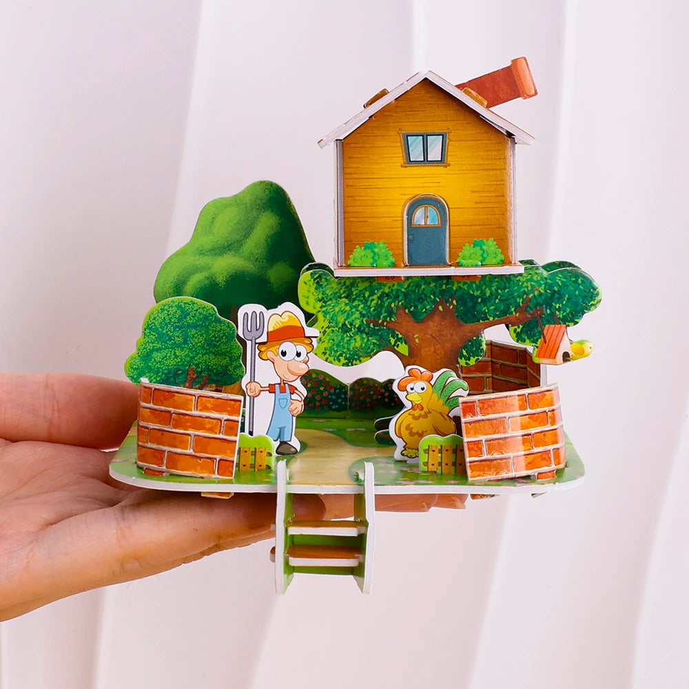 3D Three-dimensional Building Puzzle Model Toys DIY Handmade Paper Puzzle Building Blocks Educational Toy Gifts for Children