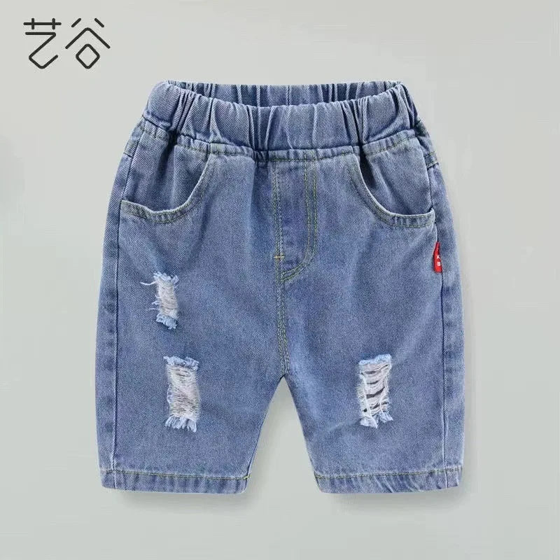 Short Denim Garçon Jean Déchiré Été