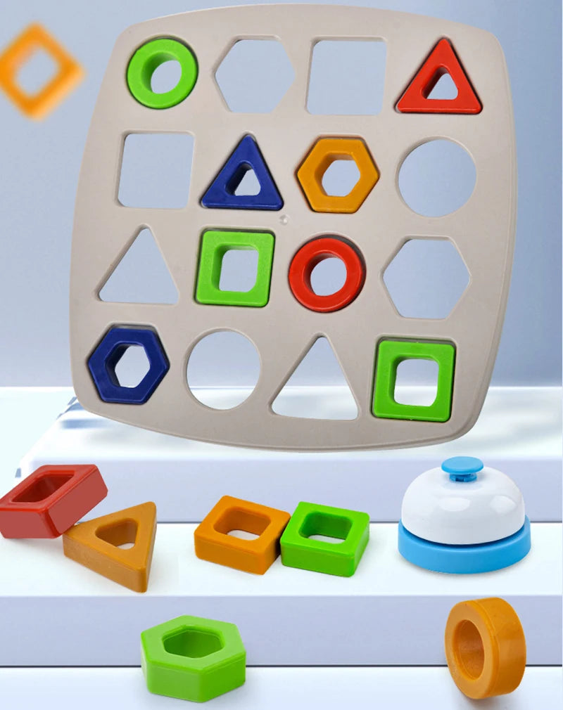 Geometric Puzzles Shape Color Matching Board Preschool Educational Toys Kids Brain Teaser Puzzle Logic Game with Card