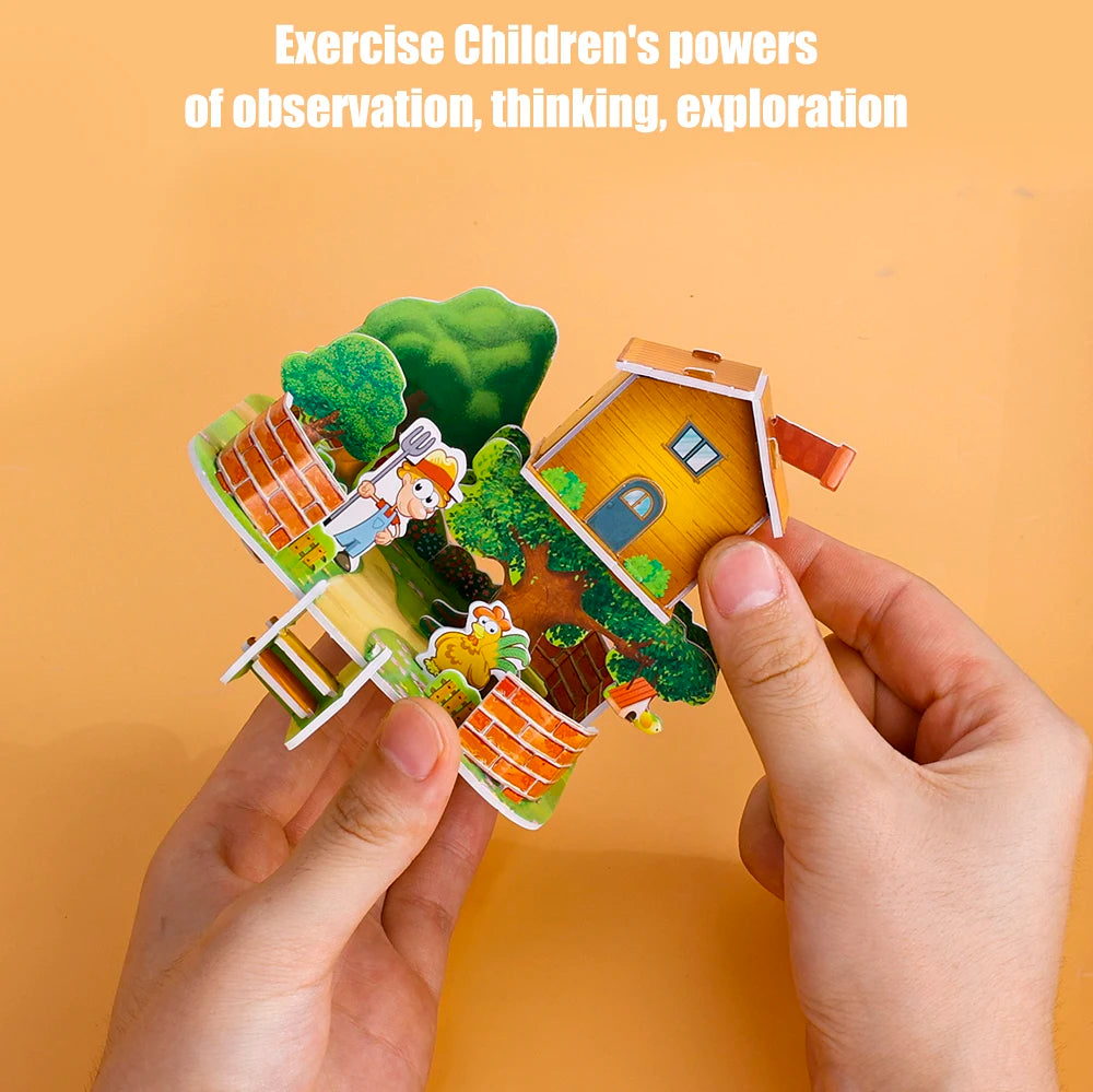 3D Three-dimensional Building Puzzle Model Toys DIY Handmade Paper Puzzle Building Blocks Educational Toy Gifts for Children