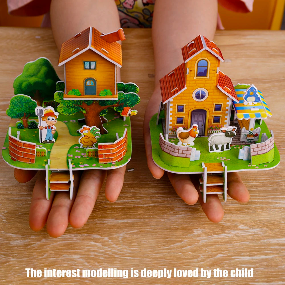 3D Three-dimensional Building Puzzle Model Toys DIY Handmade Paper Puzzle Building Blocks Educational Toy Gifts for Children