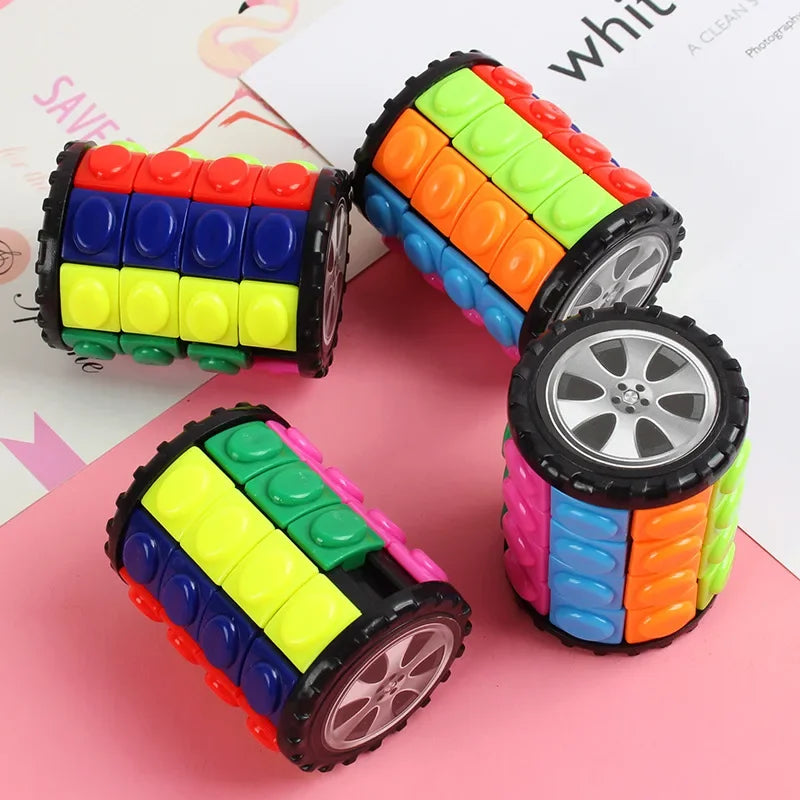 Creative 3D Rotating Slid Cube Puzzle Color Tower Decompression Novel Cube Child Puzzle Toy Parent-child Montessori Prop Gift