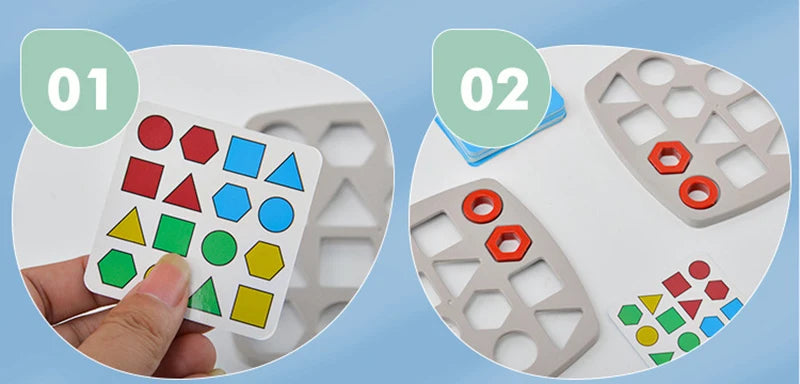 Geometric Puzzles Shape Color Matching Board Preschool Educational Toys Kids Brain Teaser Puzzle Logic Game with Card