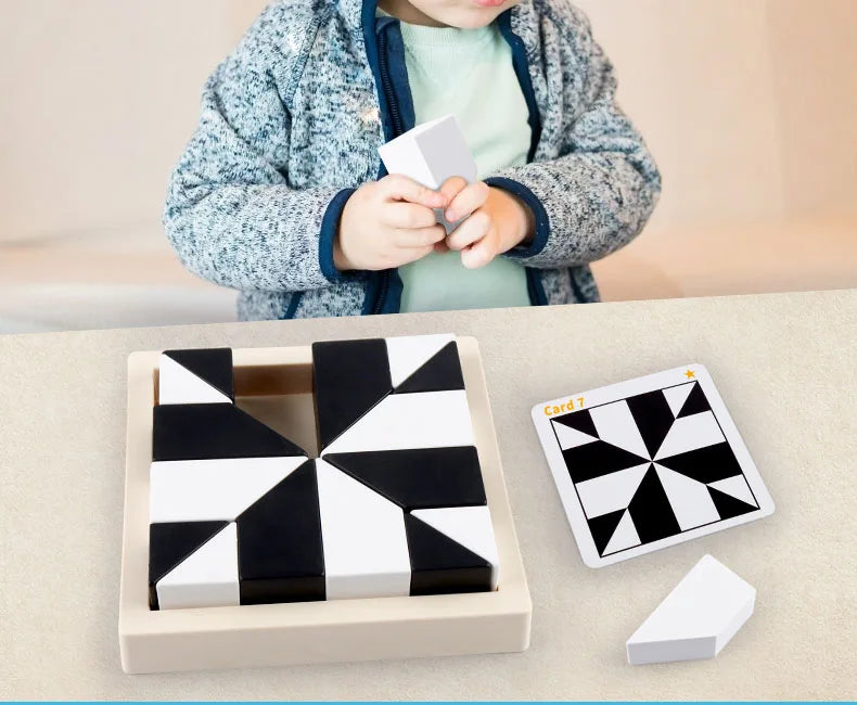 Block Puzzle, with Storage Tray Hidden Geometric Shape Pattern Jigsaw 3D Logic Thinking Training Desktop Game Toys