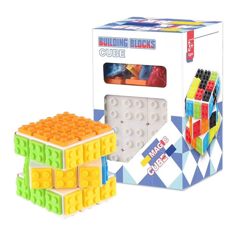 Building Blocks 3D Magic Puzzle Cube 3x3x3 DIY Fidget Toy Brick Anti Stress Relief Sensory ADHD Educational Game for Kids Adult