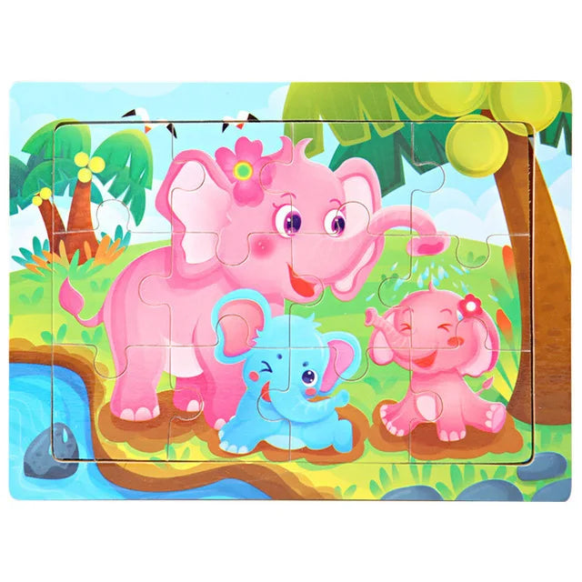 Puzzle 3D Montessori Animaux en Bois - 30 Pièces
