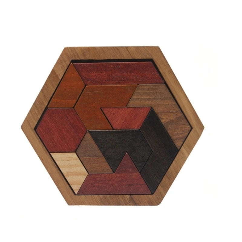 Wooden Geometric Shape Jigsaw Board Puzzles Kids Brain Teaser Non Toxic Wood Toys for Children Educational Puzzle Toys