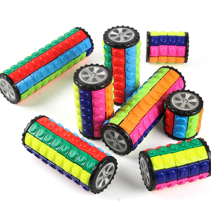 Creative 3D Rotating Slid Cube Puzzle Color Tower Decompression Novel Cube Child Puzzle Toy Parent-child Montessori Prop Gift