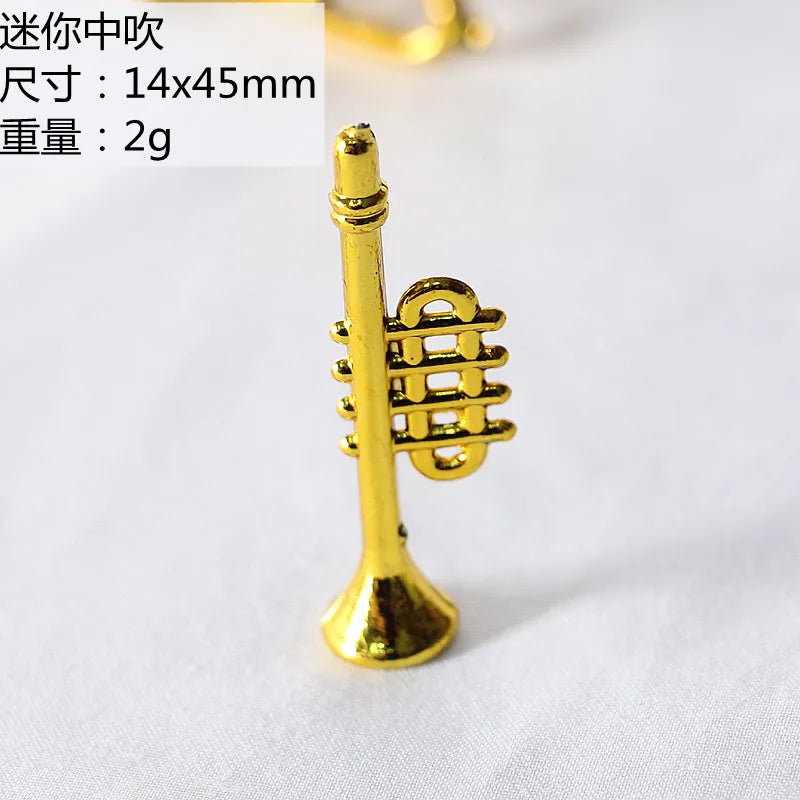Miniature Saxophone Classical Musical Instruments Model Dollhouse Mini Musical Ornaments Christmas Gifts Accessories Home Decor