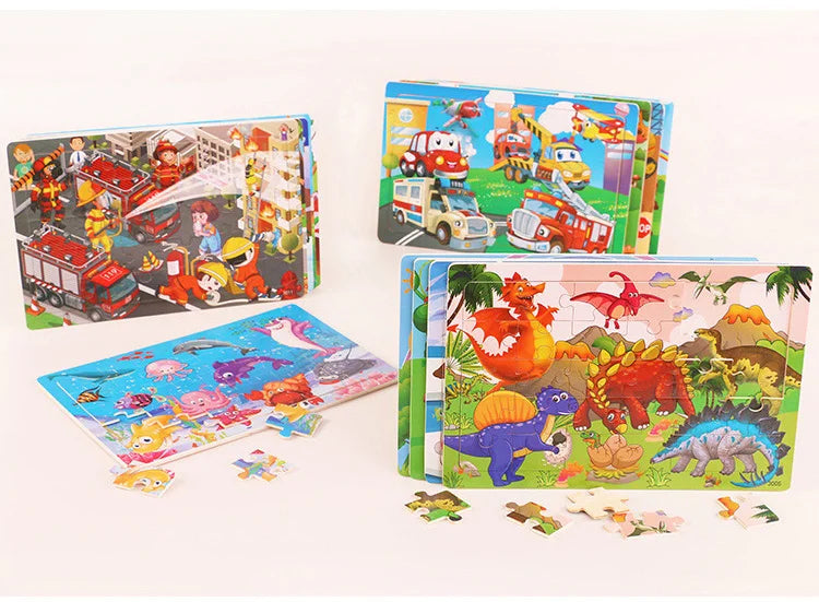 Puzzle 3D Montessori Animaux en Bois - 30 Pièces