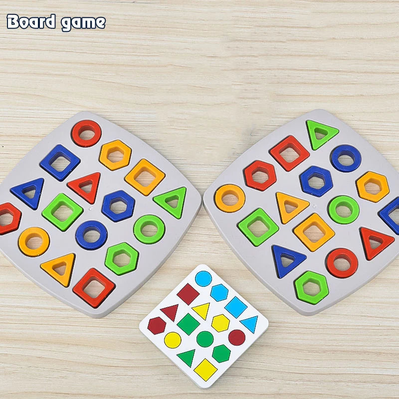 Geometric Puzzles Shape Color Matching Board Preschool Educational Toys Kids Brain Teaser Puzzle Logic Game with Card