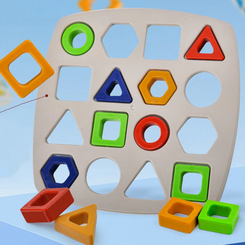 Geometric Puzzles Shape Color Matching Board Preschool Educational Toys Kids Brain Teaser Puzzle Logic Game with Card