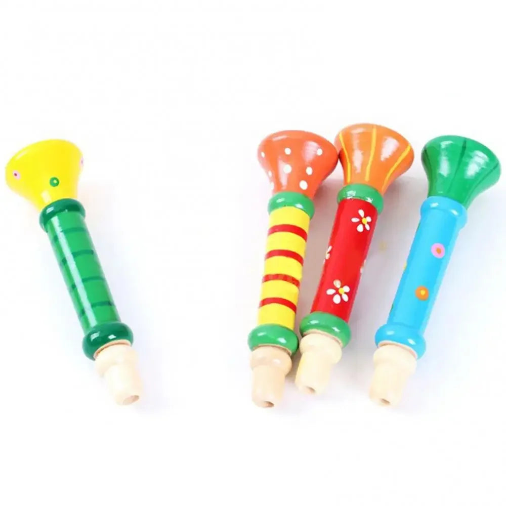 Wooden Trumpet Children Toy Horn Whistle Musical Instrument for Kids Early Educational Montessori Toys Sound Training Games