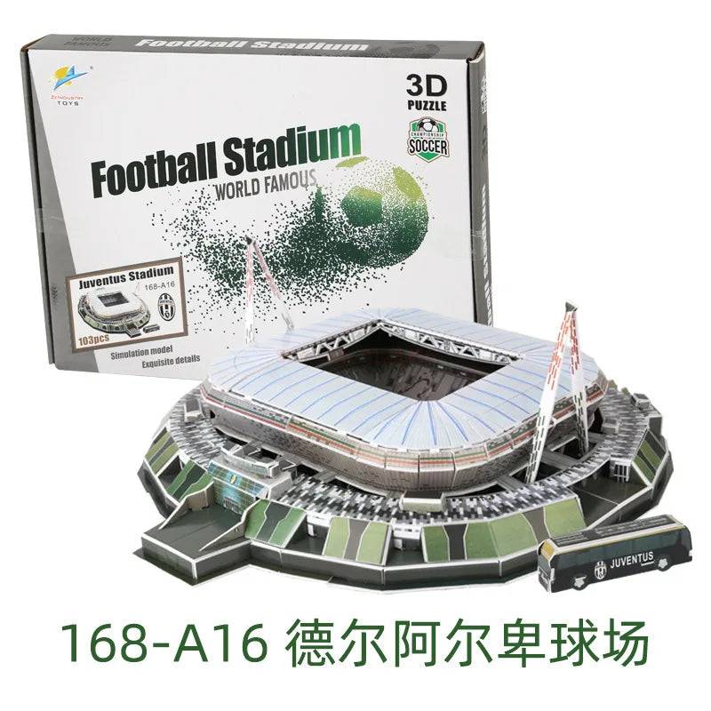 3D Football Field Puzzles Camp Nou Soccer Building Blocks Court Bernabeu Stadium Ground Old Trafford Pitches Model Assemble Toys