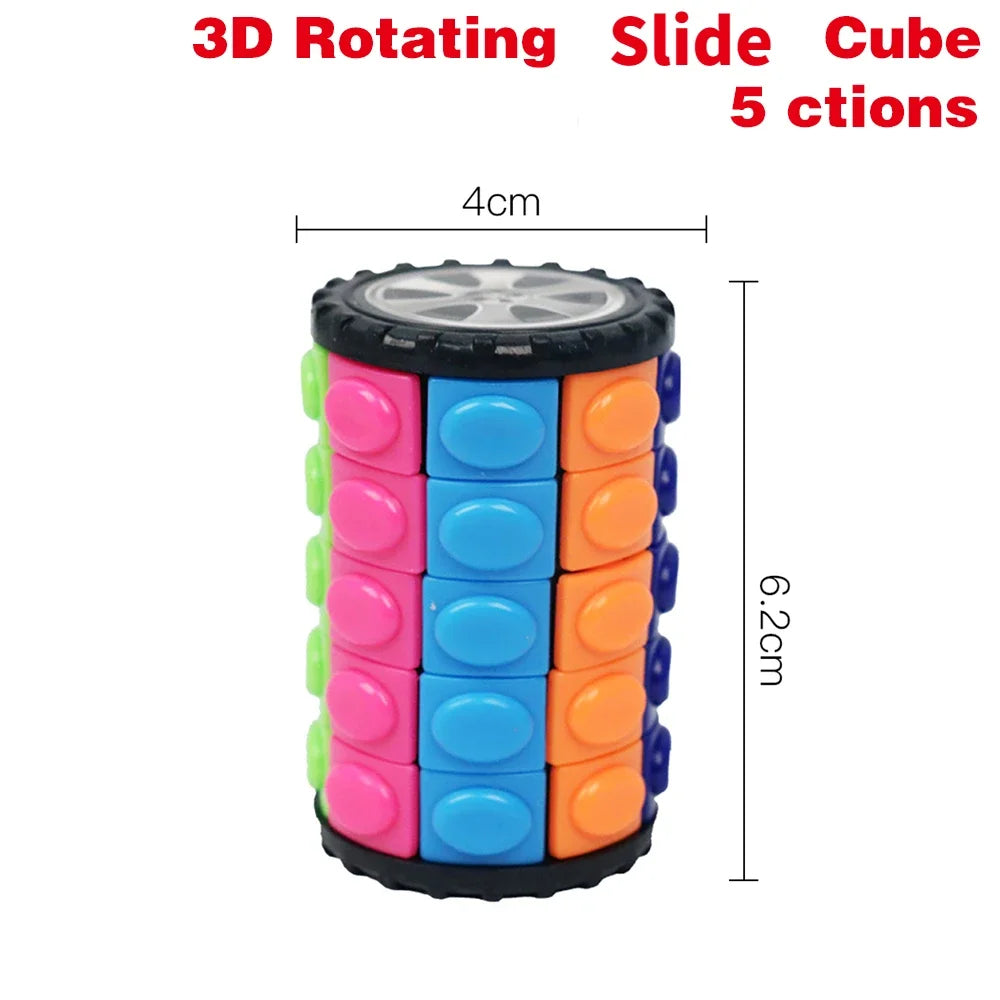 Creative 3D Rotating Slid Cube Puzzle Color Tower Decompression Novel Cube Child Puzzle Toy Parent-child Montessori Prop Gift