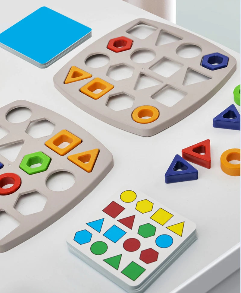 Geometric Puzzles Shape Color Matching Board Preschool Educational Toys Kids Brain Teaser Puzzle Logic Game with Card