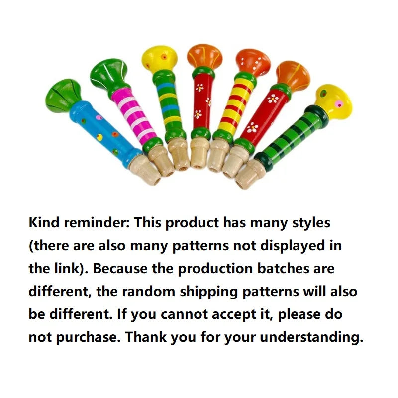 Wooden Trumpet Children Toy Horn Whistle Musical Instrument for Kids Early Educational Montessori Toys Sound Training Games
