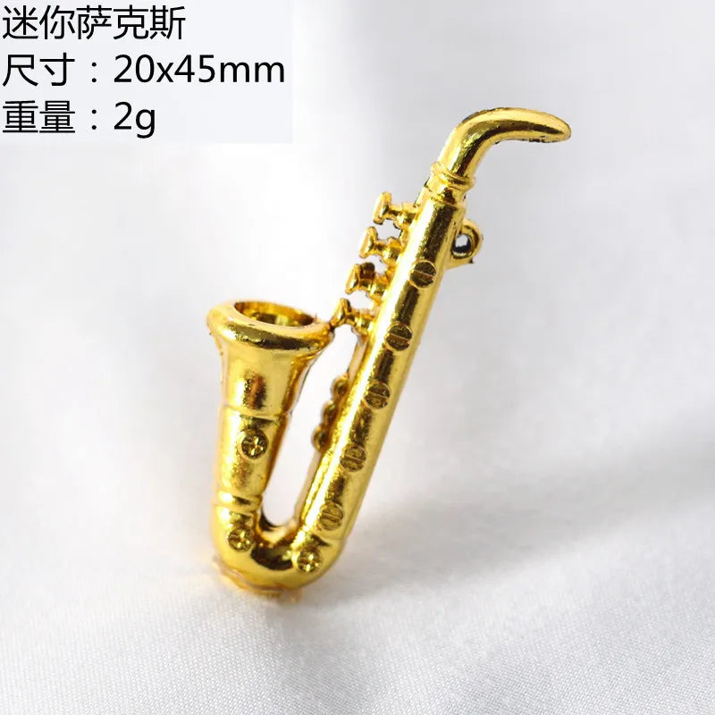 Miniature Saxophone Classical Musical Instruments Model Dollhouse Mini Musical Ornaments Christmas Gifts Accessories Home Decor