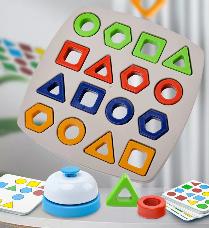 Geometric Puzzles Shape Color Matching Board Preschool Educational Toys Kids Brain Teaser Puzzle Logic Game with Card