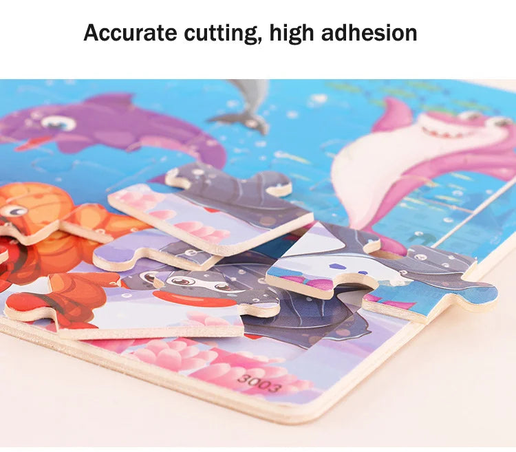 Puzzle 3D Montessori Animaux en Bois - 30 Pièces