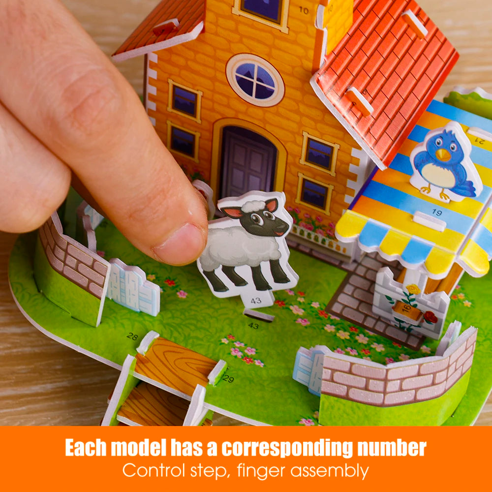 3D Three-dimensional Building Puzzle Model Toys DIY Handmade Paper Puzzle Building Blocks Educational Toy Gifts for Children