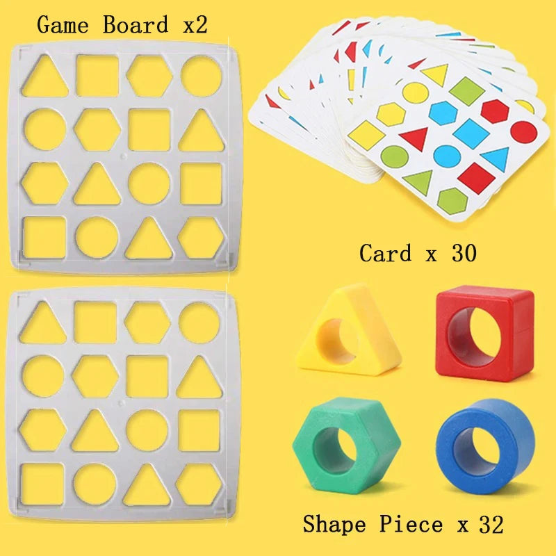 Geometric Puzzles Shape Color Matching Board Preschool Educational Toys Kids Brain Teaser Puzzle Logic Game with Card