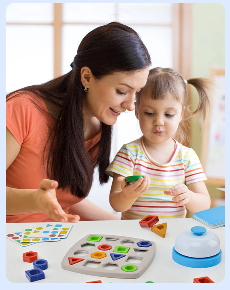 Geometric Puzzles Shape Color Matching Board Preschool Educational Toys Kids Brain Teaser Puzzle Logic Game with Card