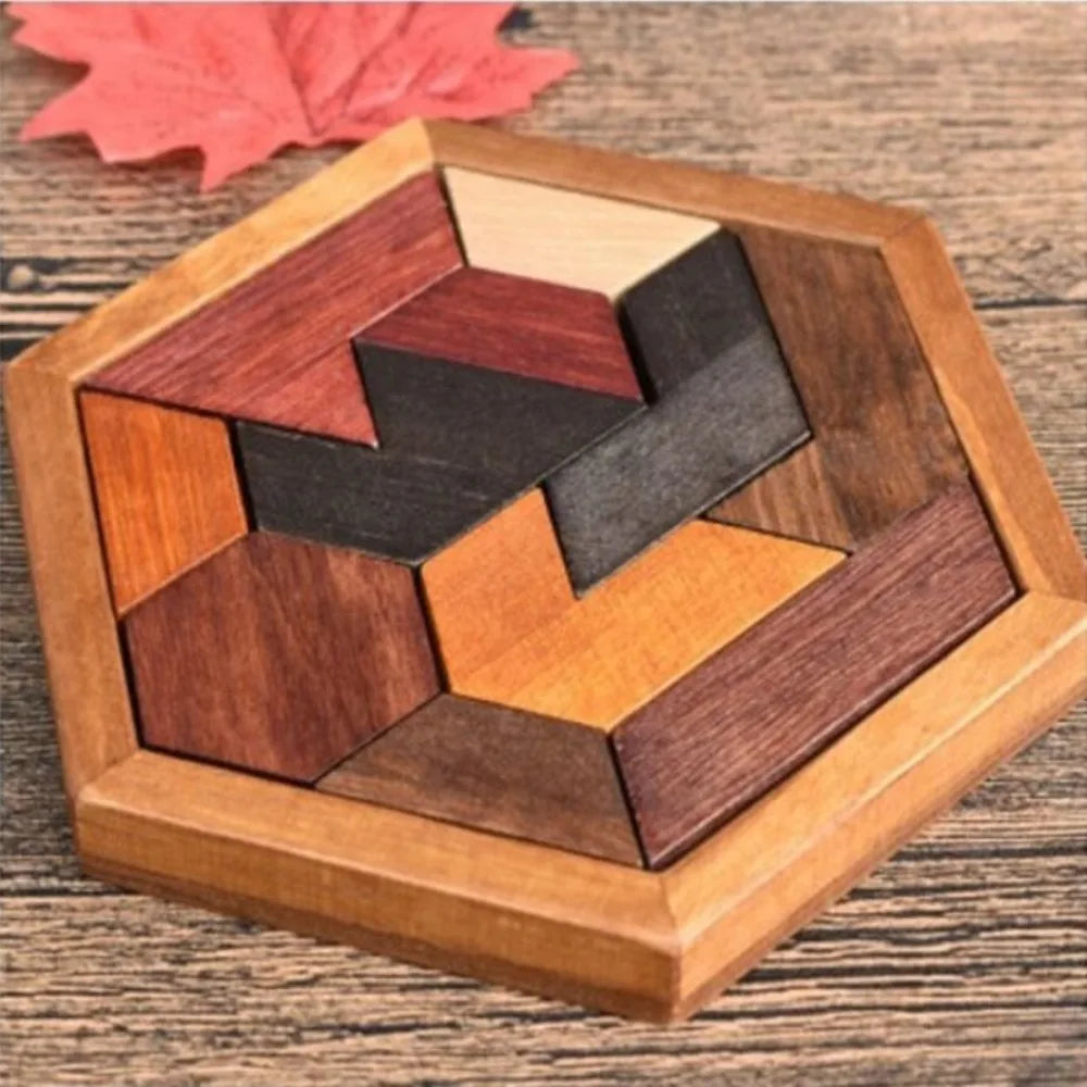 Wooden Geometric Shape Jigsaw Board Puzzles Kids Brain Teaser Non Toxic Wood Toys for Children Educational Puzzle Toys