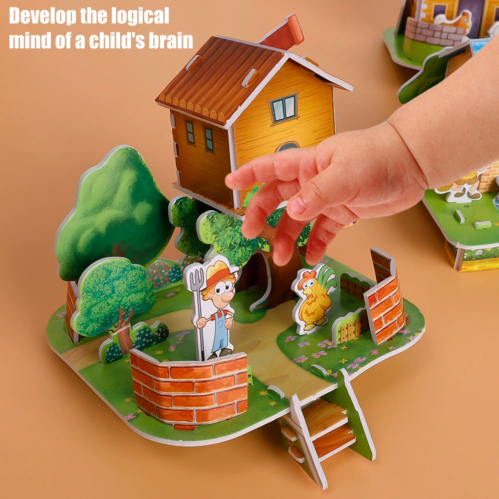 3D Three-dimensional Building Puzzle Model Toys DIY Handmade Paper Puzzle Building Blocks Educational Toy Gifts for Children