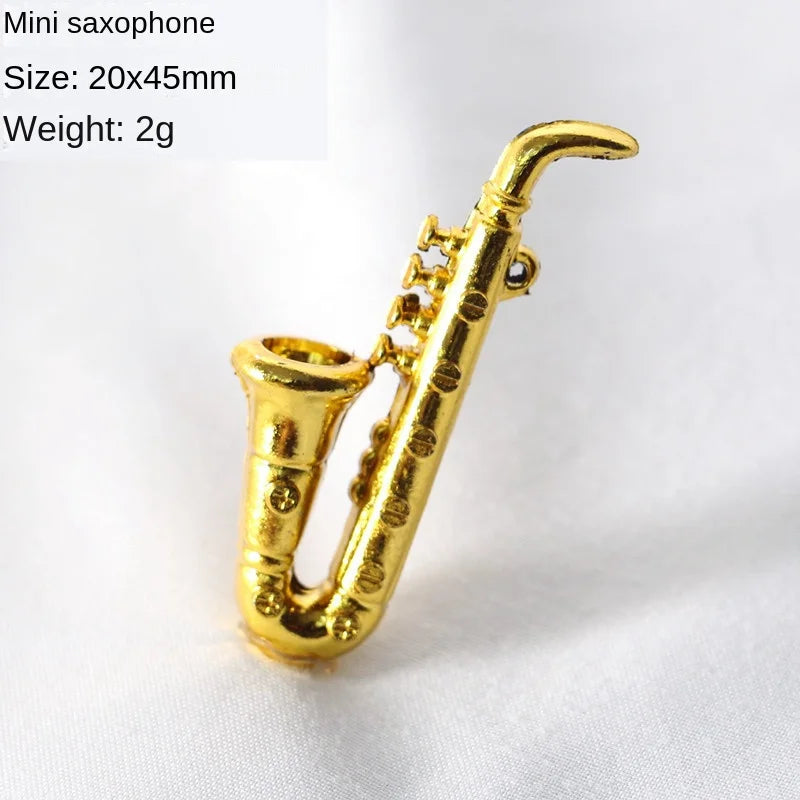 Miniature Saxophone Classical Musical Instruments Model Dollhouse Mini Musical Ornaments Christmas Gifts Accessories Home Decor
