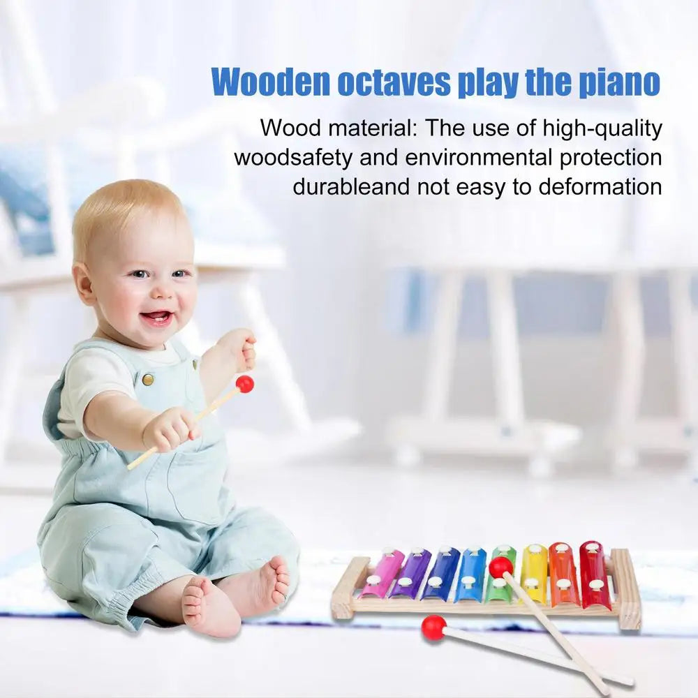 8 Scales Xylophone Educational Percussion Xylophone Learning Professional Kids Wood Xylophone for Band Beginner Birthday Gift