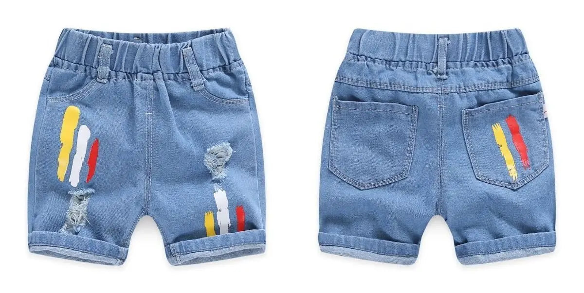 Short Denim Garçon Jean Déchiré Été