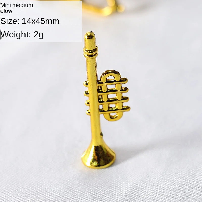 Miniature Saxophone Classical Musical Instruments Model Dollhouse Mini Musical Ornaments Christmas Gifts Accessories Home Decor