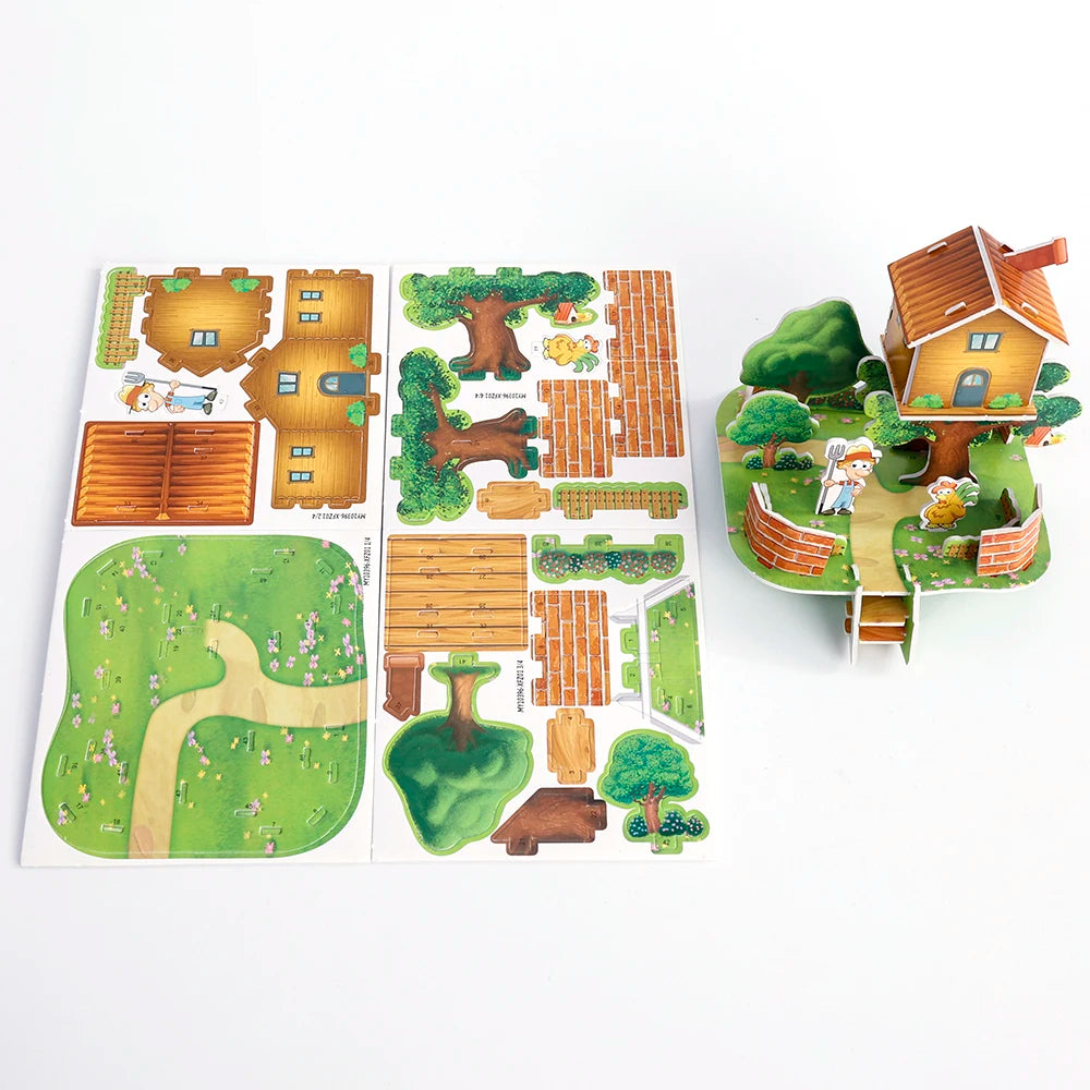 3D Three-dimensional Building Puzzle Model Toys DIY Handmade Paper Puzzle Building Blocks Educational Toy Gifts for Children