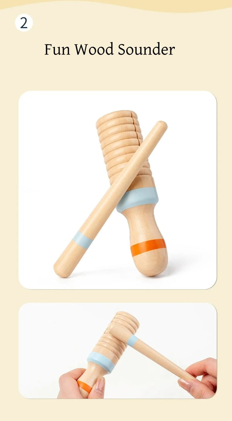 Baby Musical Instruments Wooden Toys Montessori Percussion Instruments Drut Set with Xylophone Preschool Educational Kids Gifts