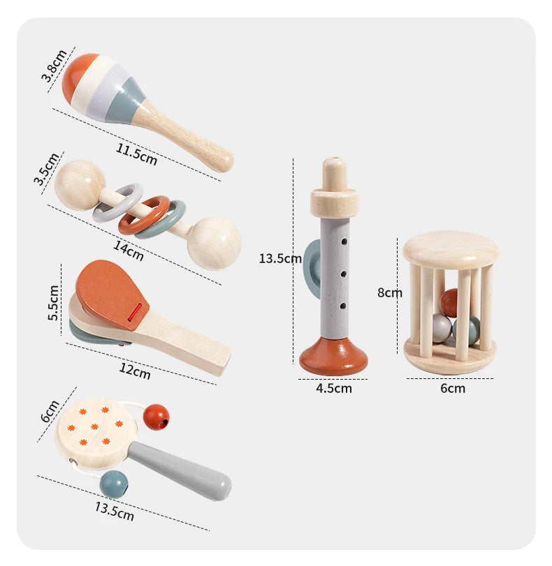 Baby Musical Instruments Wooden Toys Montessori Percussion Instruments Drut Set with Xylophone Preschool Educational Kids Gifts