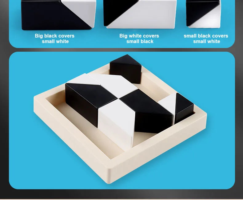 Block Puzzle, with Storage Tray Hidden Geometric Shape Pattern Jigsaw 3D Logic Thinking Training Desktop Game Toys