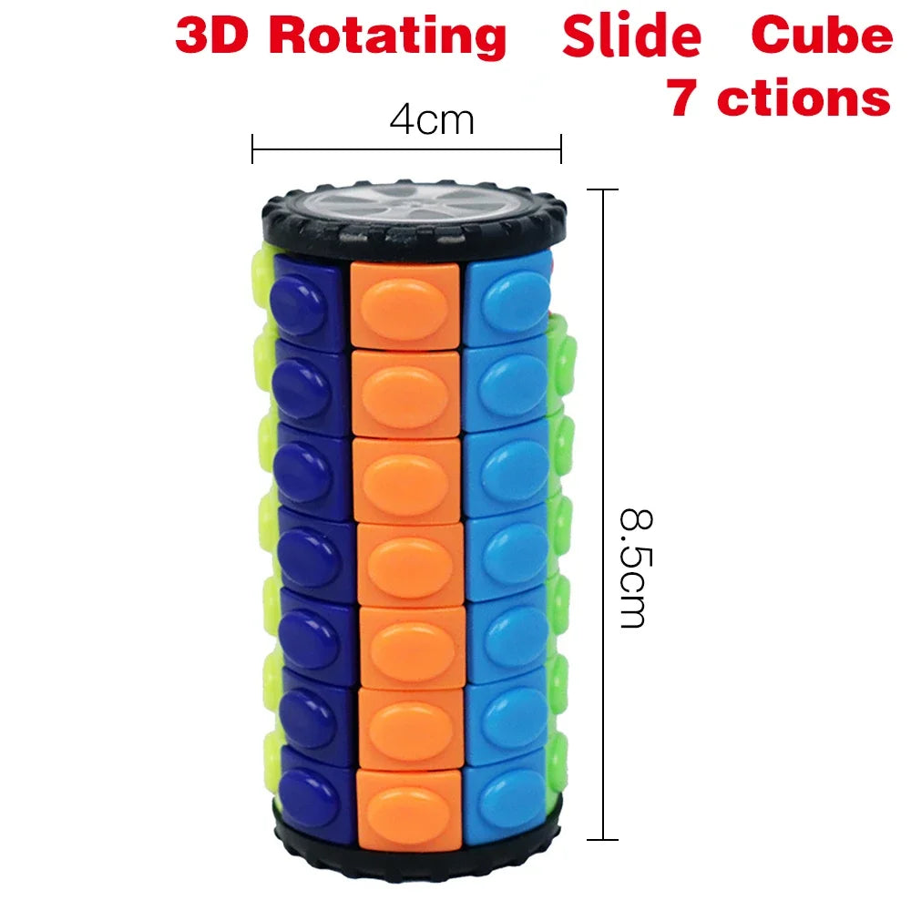 Creative 3D Rotating Slid Cube Puzzle Color Tower Decompression Novel Cube Child Puzzle Toy Parent-child Montessori Prop Gift